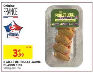 6 AILES DE POULET JAUNE BLASON D'OR