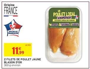 2 FILETS DE POULET JAUNE BLASON D'OR