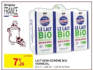 LAIT DEMI-ÉCRÉMÉ BIO VERNEUIL