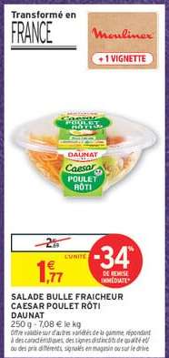 SALADE BULLE FRAICHEUR CAESAR POULET RÔTI DAUNAT