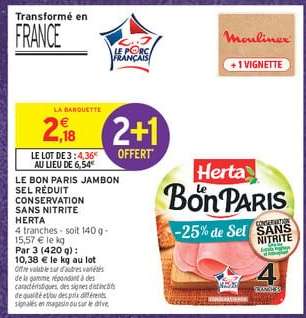 LE BON PARIS JAMBON SEL RÉDUIT CONSERVATION SANS NITRITE HERTA