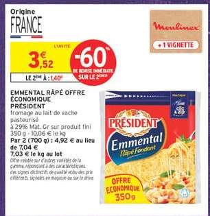 EMMENTAL RÂPÉ OFFRE ÉCONOMIQUE PRÉSIDENT
