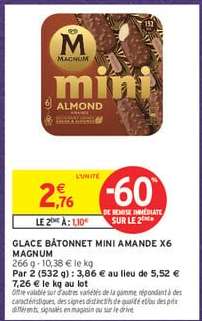 GLACE BÂTONNET MINI AMANDE X6 MAGNUM