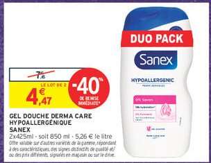 Gel Douche Derma Care Hypoallergénique Sanex