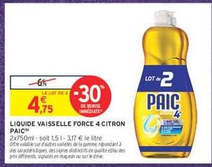 LIQUIDE VAISSELLE FORCE 4 CITRON PAIC