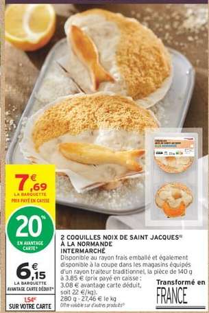 2 COQUILLES NOIX DE SAINT JACQUES® À LA NORMANDE