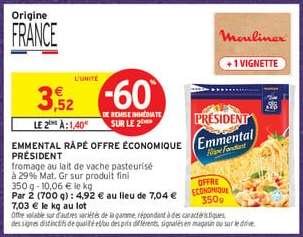 EMMENTAL RÂPÉ OFFRE ÉCONOMIQUE PRÉSIDENT