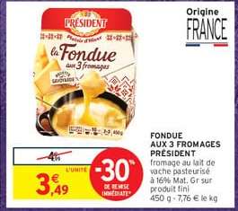 Fondue aux 3 Fromages Président