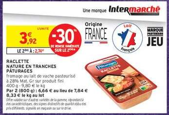 RACLETTE NATURE EN TRANCHES PÂTURAGES