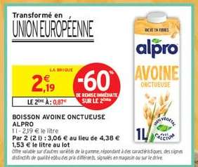 Boisson Avoine Onctueuse Alpro