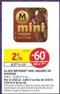 GLACE BÂTONNET MINI AMANDE X6 MAGNUM
