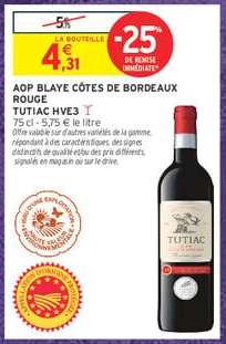 AOP BLAYE CÔTES DE BORDEAUX ROUGE TUTIAC HVE3