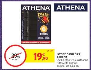 LOT DE 6 BOXERS ATHENA