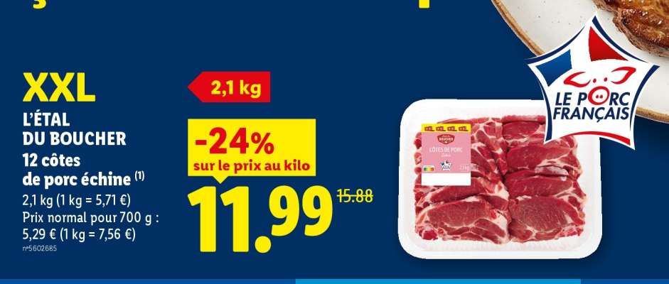 XXL L'ÉTAL DU BOUCHER 12 côtes de porc échine