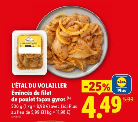 Émincés de filet de poulet façon gyros