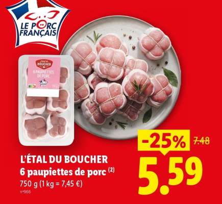 L'ÉTAL DU BOUCHER 6 paupiettes de porc