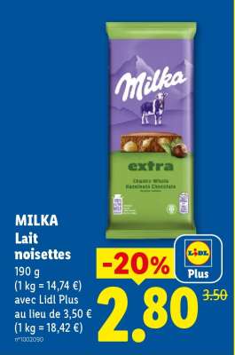 MILKA Lait noisettes