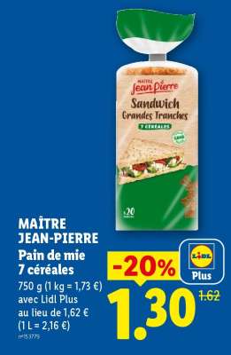 MAÎTRE JEAN-PIERRE Pain de mie 7 céréales