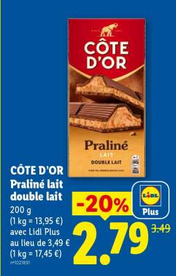 CÔTE D'OR Praliné Lait Double Lait