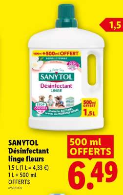 SANYTOL Désinfectant linge fleurs