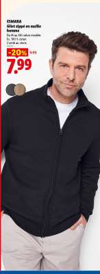 ESMARA Gilet zippé en maille homme