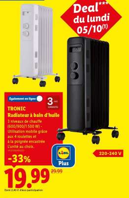 TRONIC Radiateur à bain d'huile