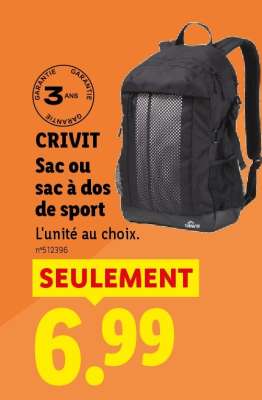 CRIVIT Sac ou sac à dos de sport