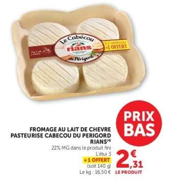 FROMAGE AU LAIT DE CHEVRE PASTEURISÉ CABECOU DU PERIGORD RIANS