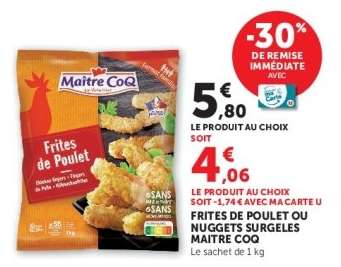 Frites de Poulet ou Nuggets Surgelés Maître Coq