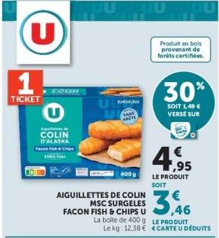 AIGUILLETTES DE COLIN MSC SURGELES FACON FISH & CHIPS U