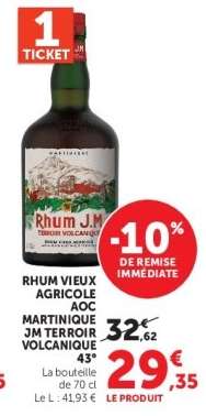 Rhum Vieux Agricole AOC Martinique JM Terroir Volcanique 43°