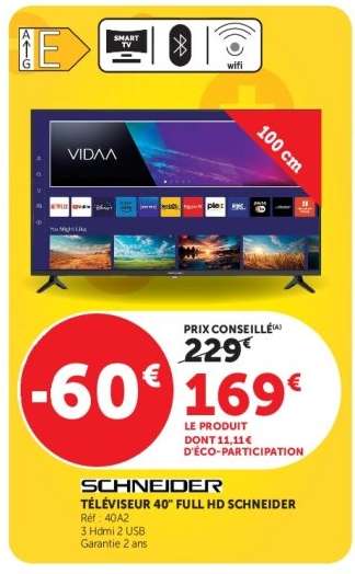 TÉLÉVISEUR 40" FULL HD SCHNEIDER