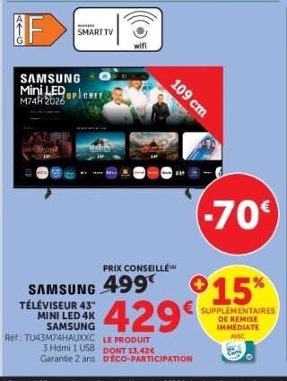 SAMSUNG TÉLÉVISEUR 43" MINI LED 4K
