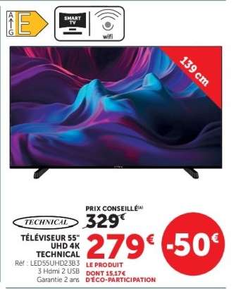 TÉLÉVISEUR 55'' UHD 4K TECHNICAL