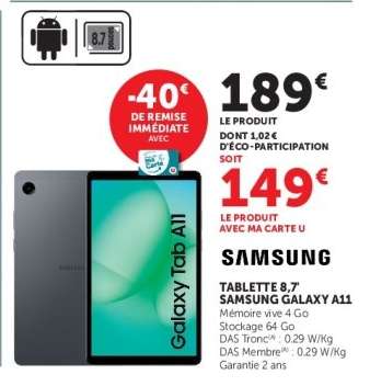 Tablette 8,7" Samsung Galaxy A11