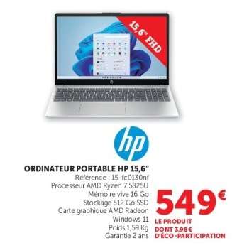 ORDINATEUR PORTABLE HP 15,6"