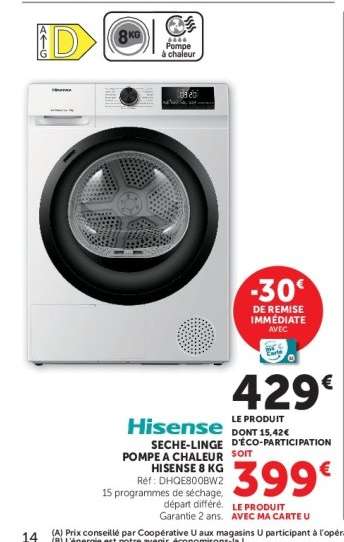 Hisense Sèche-linge Pompe à Chaleur 8 KG