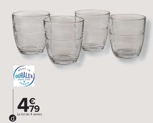 Le lot de 4 verres