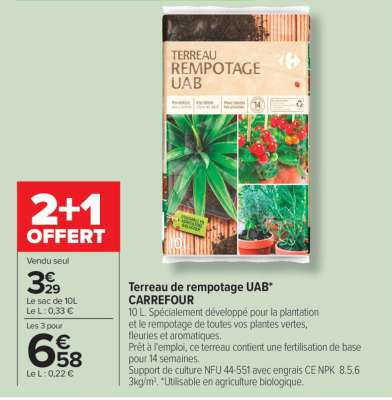 Terreau de rempotage UAB* CARREFOUR
