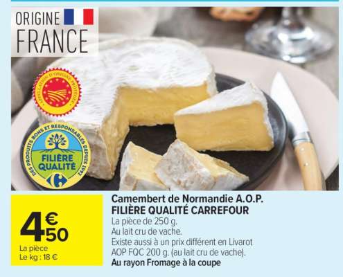 Camembert de Normandie A.O.P. FILIÈRE QUALITÉ CARREFOUR