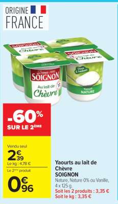 YAOURTS AU LAIT DE CHEVRE SOIGNON