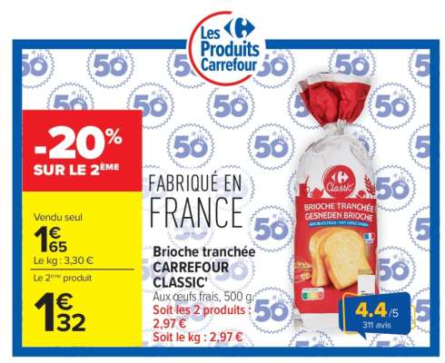 Brioche Tranchée Carrefour Classic'