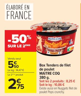 Box Tenders de filet de poulet MAITRE COQ
