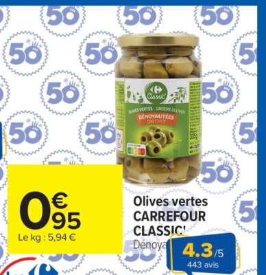 Olives vertes CARREFOUR CLASSIC’