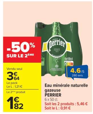 Eau Minérale Naturelle Gazeuse Perrier