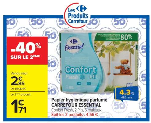 Papier hygiénique parfumé CARREFOUR ESSENTIAL