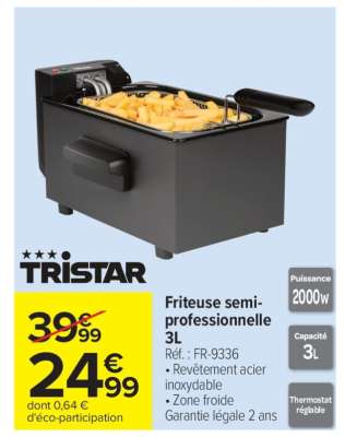 Tristar Friteuse semi-professionnelle 3L