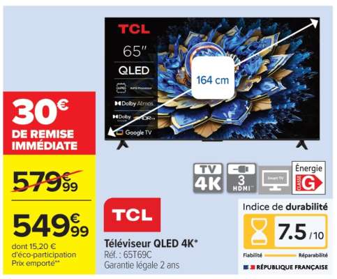 TCL Téléviseur QLED 4K*