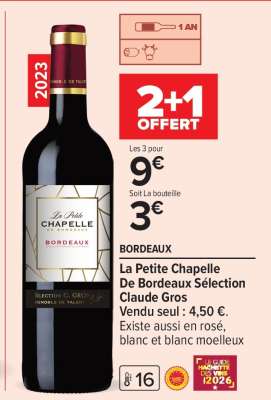 La Petite Chapelle de Bordeaux Sélection Claude Gros