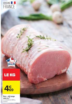 Porc : rôti longe sans os